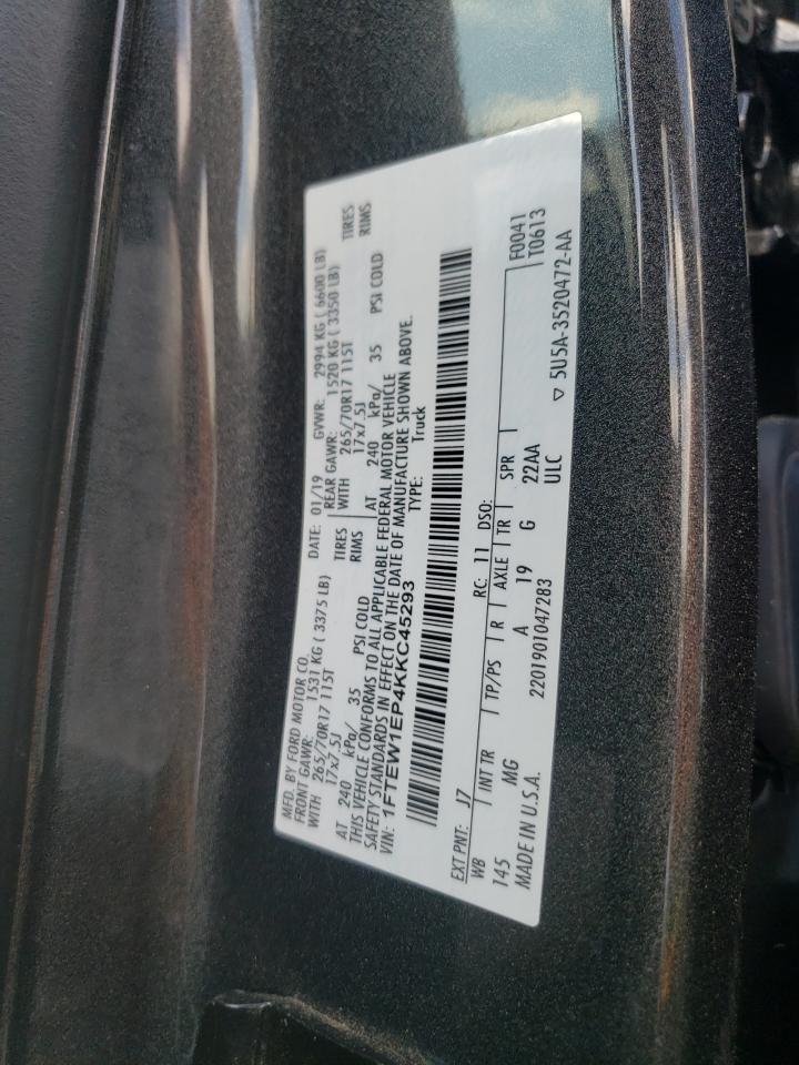 2019 Ford F150 Supercrew VIN: 1FTEW1EP4KKC45293 Lot: 58058194