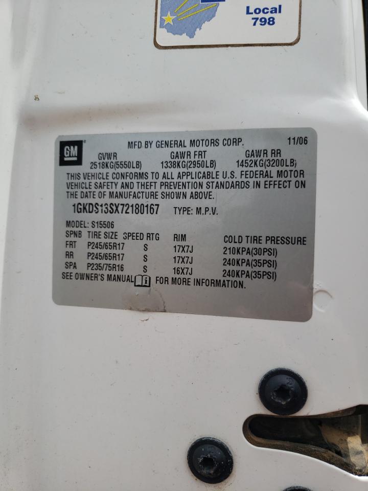 2007 GMC Envoy VIN: 1GKDS13SX72180167 Lot: 60301234