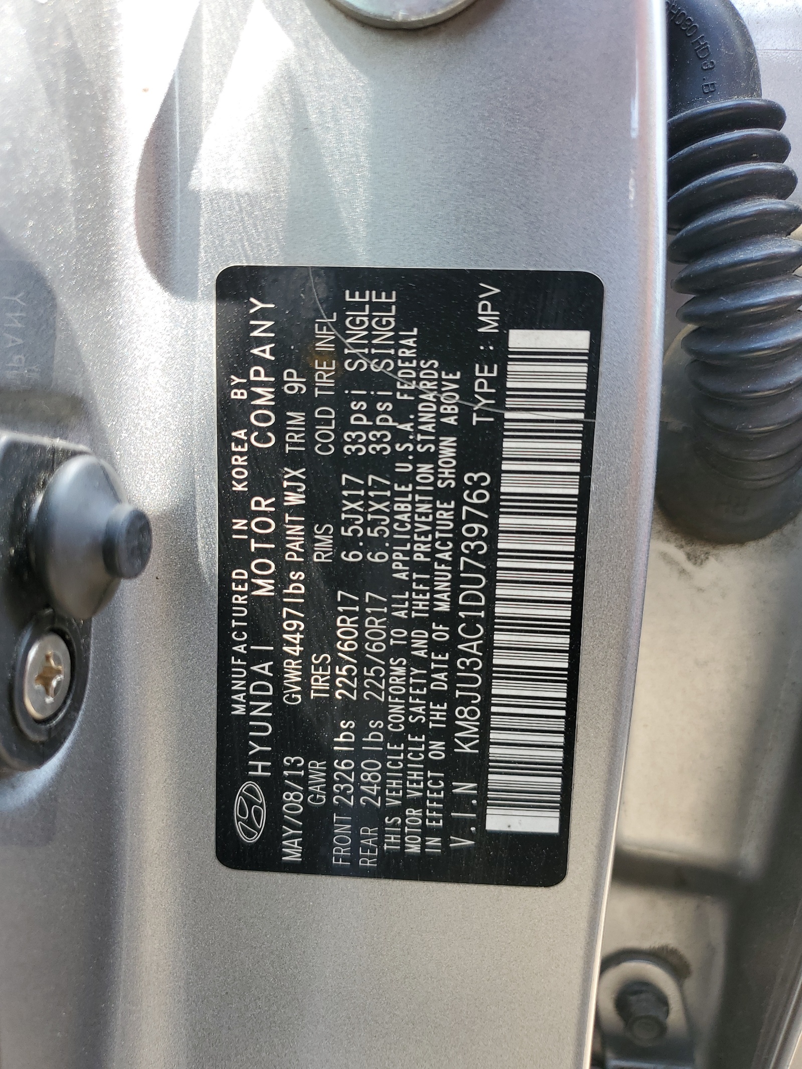 KM8JU3AC1DU739763 2013 Hyundai Tucson Gls