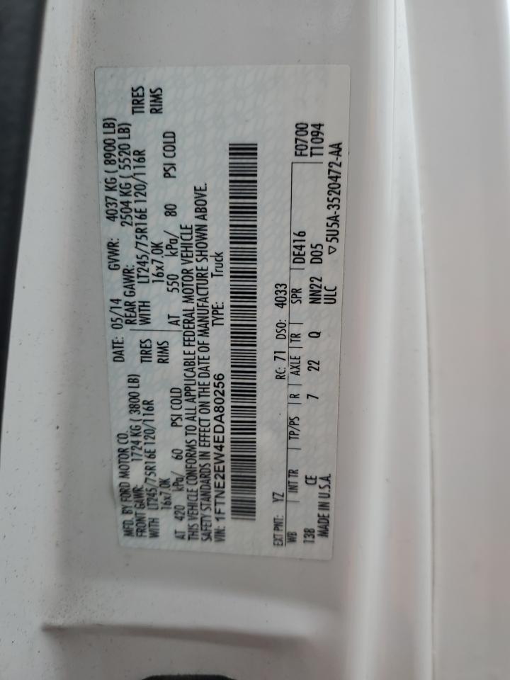 2014 Ford Econoline E250 Van VIN: 1FTNE2EW4EDA80256 Lot: 57733924