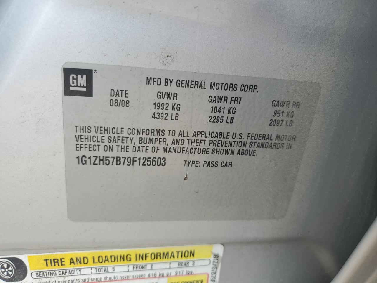 2009 Chevrolet Malibu 1Lt VIN: 1G1ZH57B79F125603 Lot: 59258894