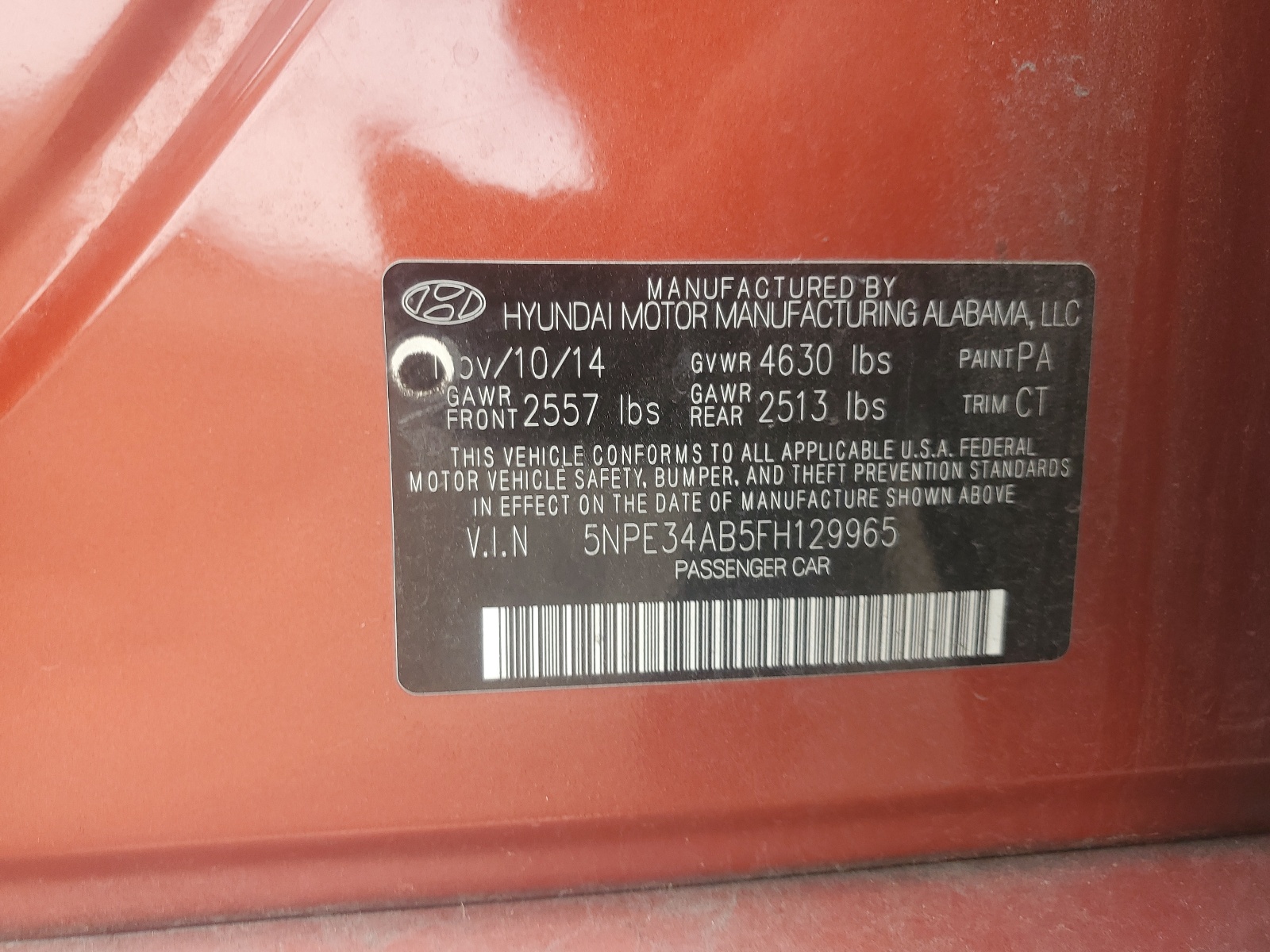 5NPE34AB5FH129965 2015 Hyundai Sonata Sport