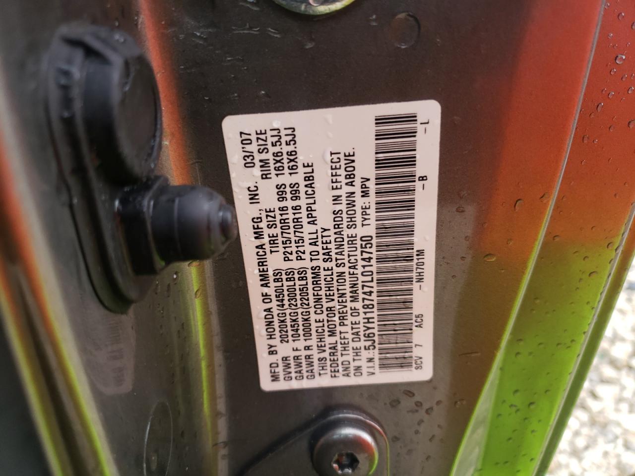 2007 Honda Element Ex VIN: 5J6YH18747L014750 Lot: 58487344