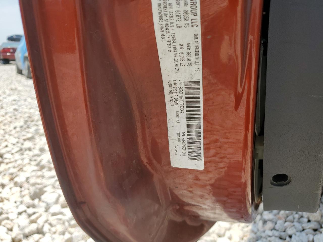 2012 Fiat 500 Pop VIN: 3C3CFFAR7CT383944 Lot: 57566394