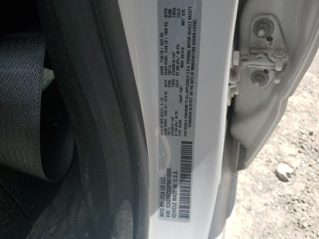 2023 Ram 1500 Tradesman VIN: 1C6SRECG0PN614569 Lot: 59524054