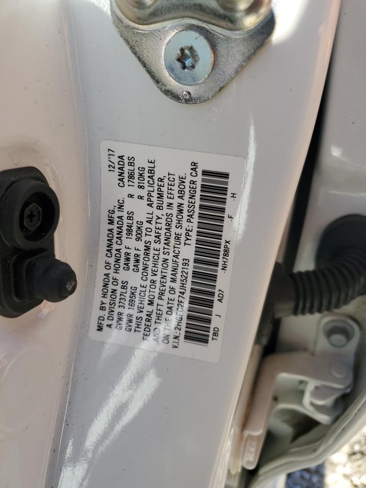 2018 Honda Civic Ex VIN: 2HGFC2F74JH522193 Lot: 58157904