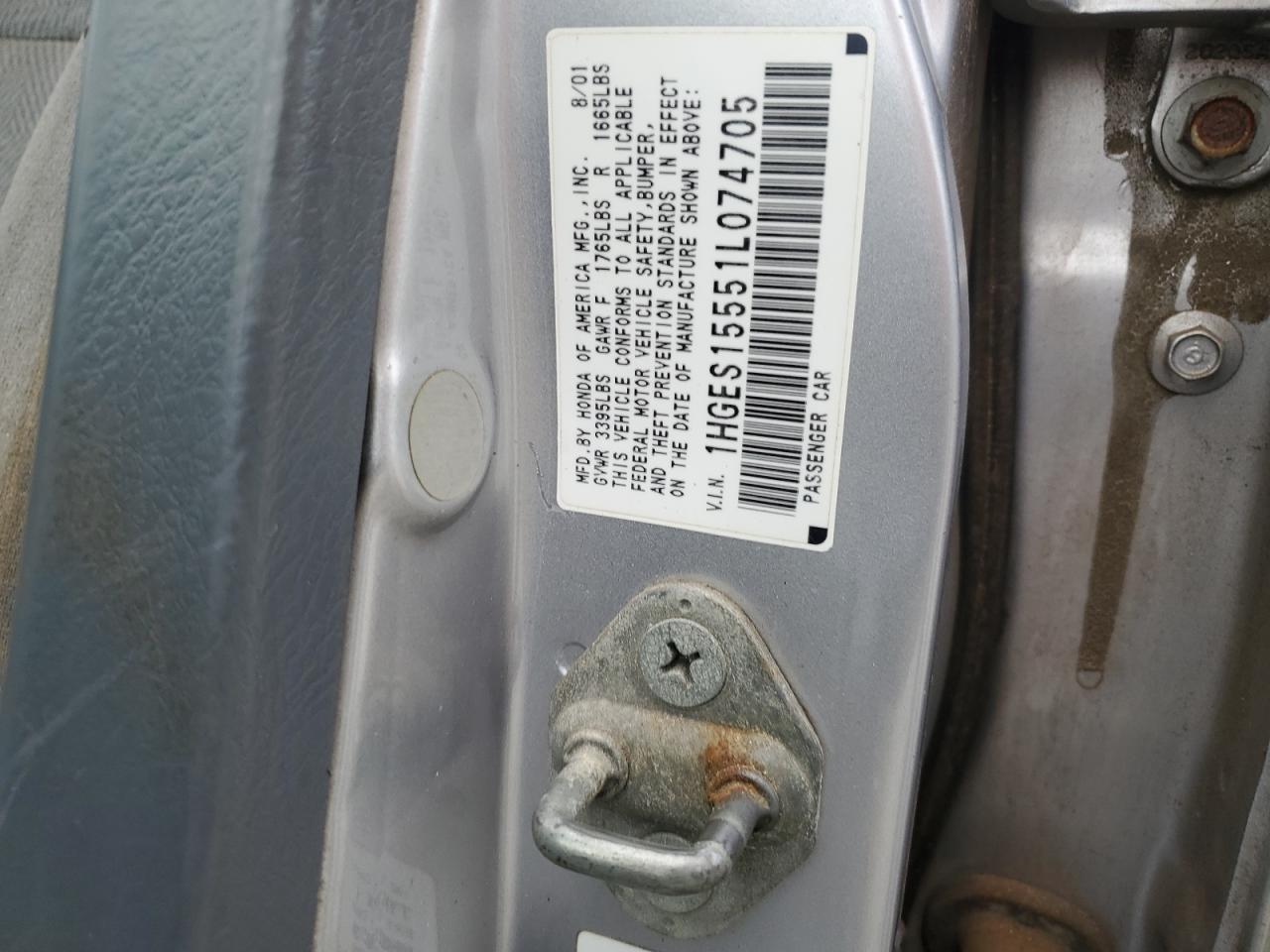 1HGES15551L074705 2001 Honda Civic Lx 1HGES15551L074705 2001 Honda Civic Lx