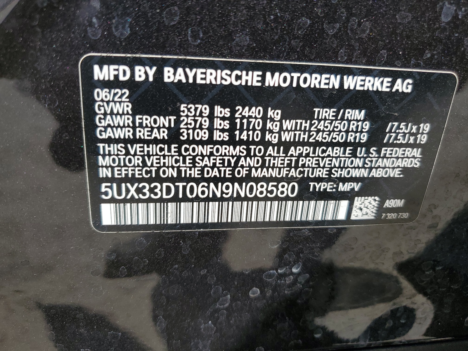 5UX33DT06N9N08580 2022 BMW X4 xDrive30I