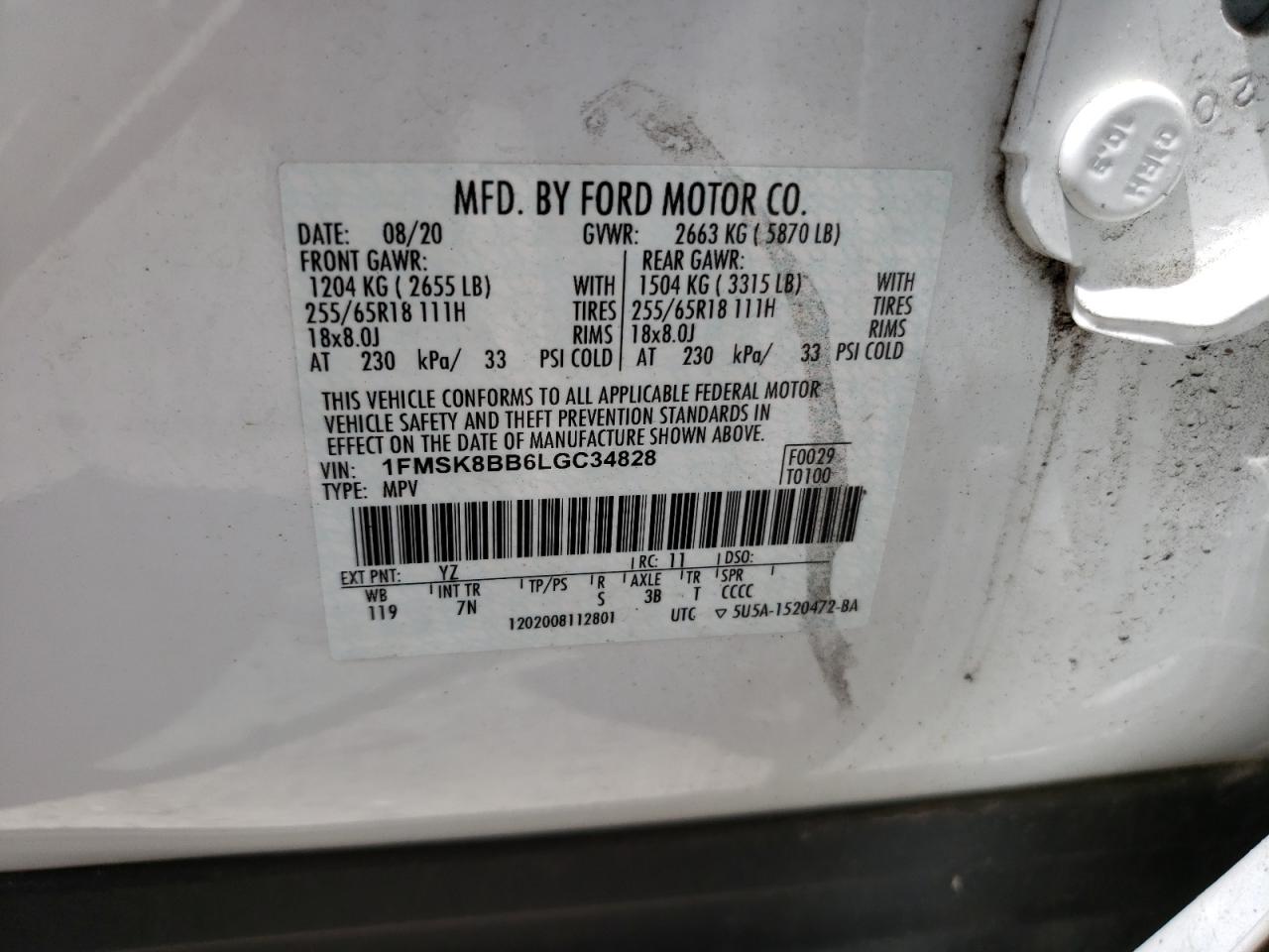 2020 Ford Explorer VIN: 1FMSK8BB6LGC34828 Lot: 56134174