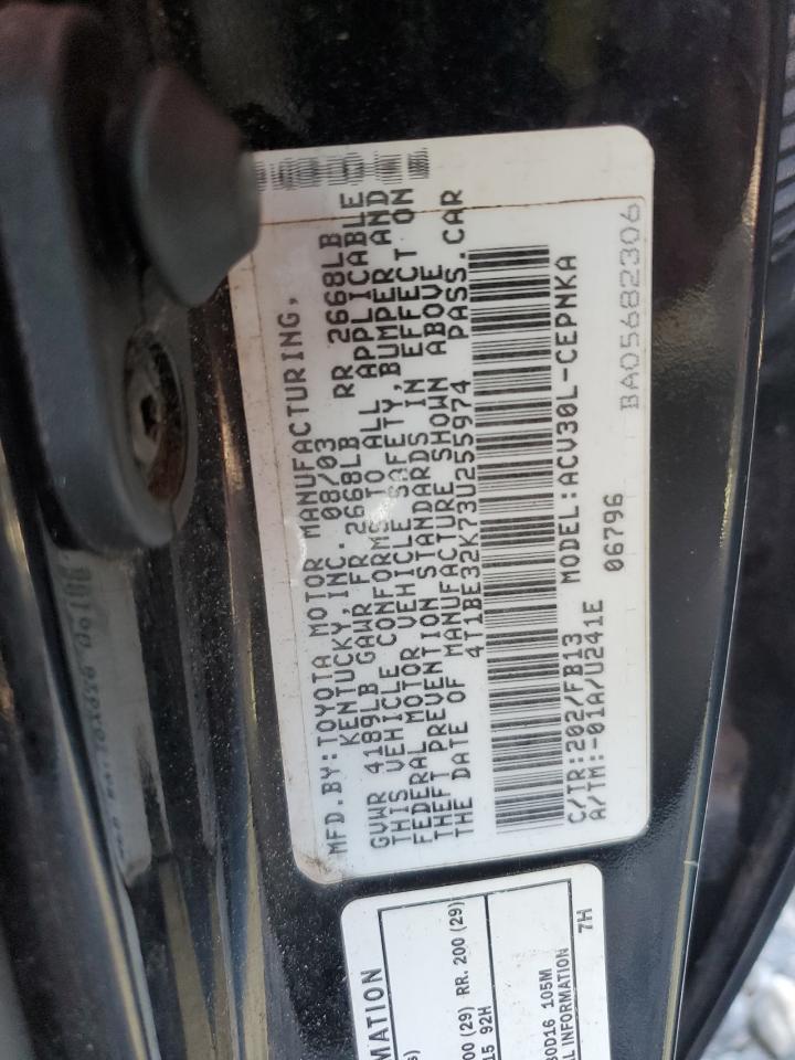 2003 Toyota Camry Le VIN: 4T1BE32K73U255974 Lot: 58049204