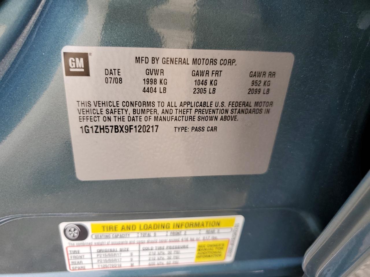 2009 Chevrolet Malibu 1Lt VIN: 1G1ZH57BX9F120217 Lot: 58852754