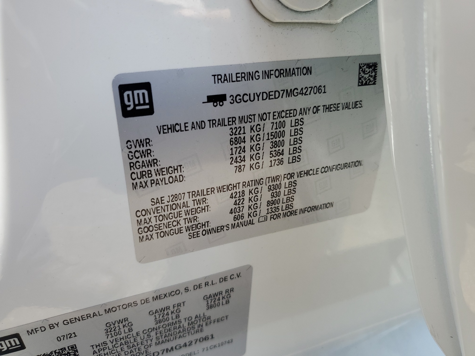 3GCUYDED7MG427061 2021 Chevrolet Silverado K1500 Lt