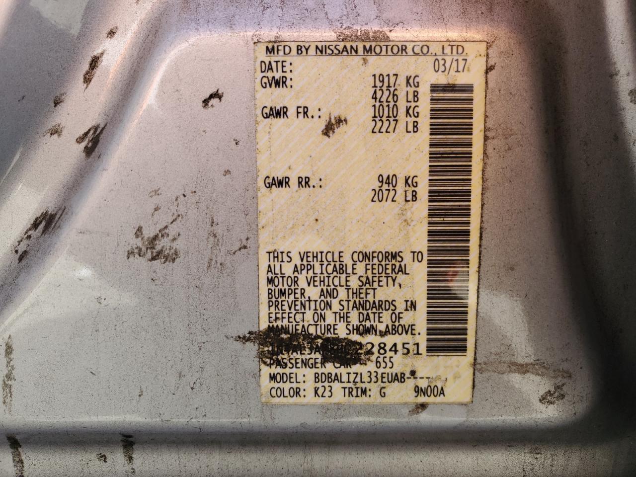 1N4AL3AP8HC228451 NISSAN ALTIMA 2017