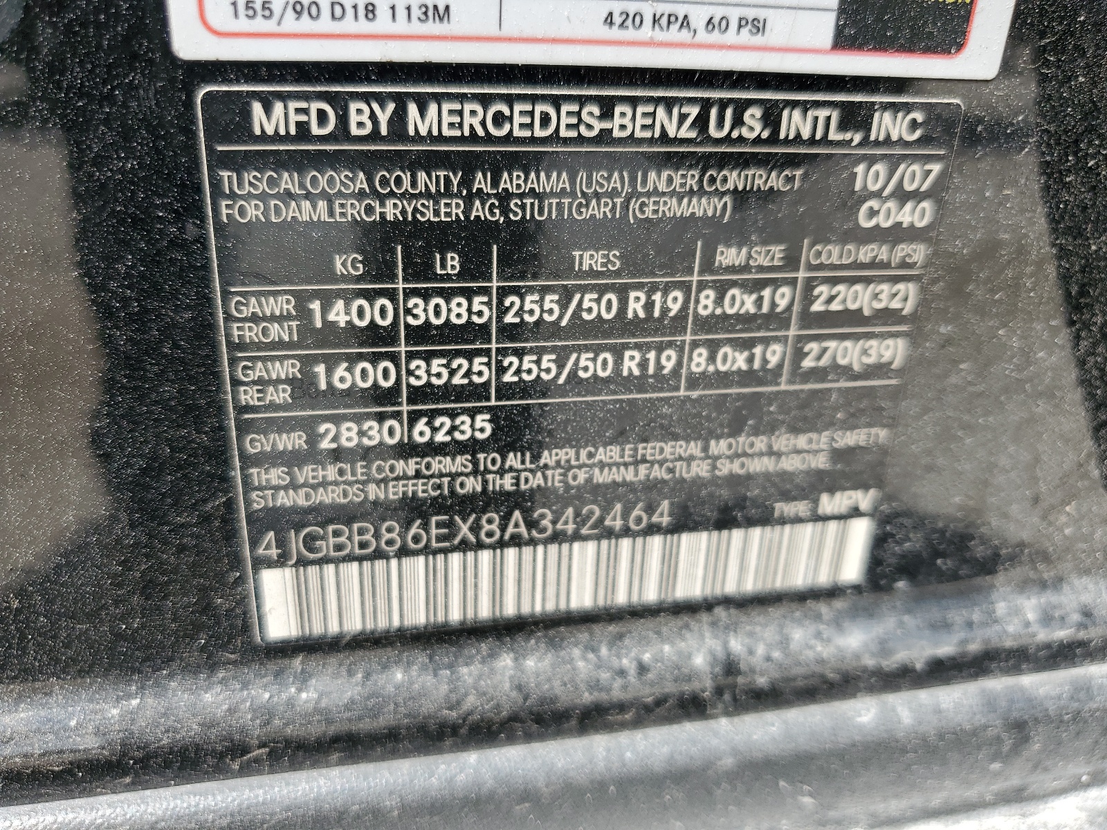 4JGBB86EX8A342464 2008 Mercedes-Benz Ml 350