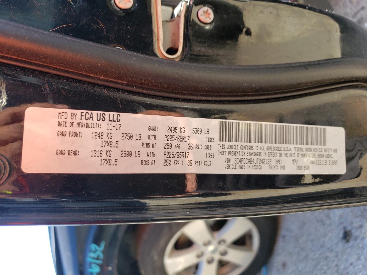 2018 Dodge Journey Se VIN: 3C4PDCAB4JT242122 Lot: 60636094