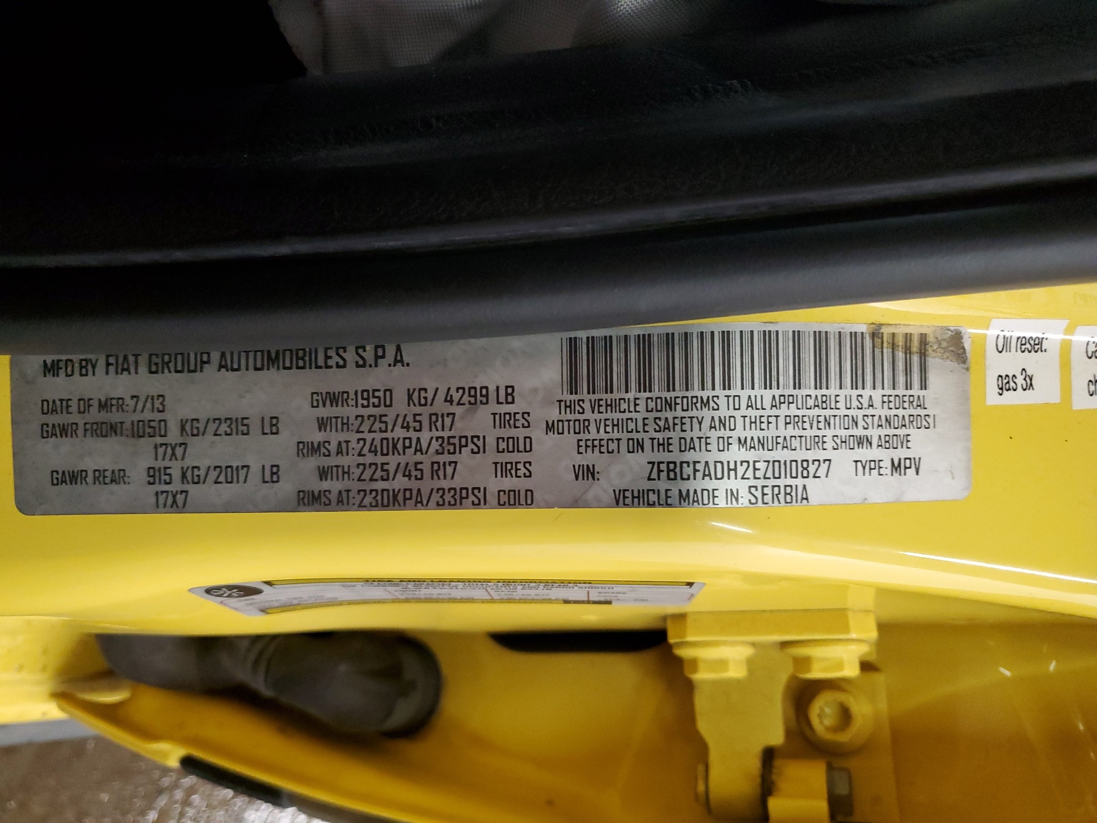 ZFBCFADH2EZ010827 2014 Fiat 500L Trekking