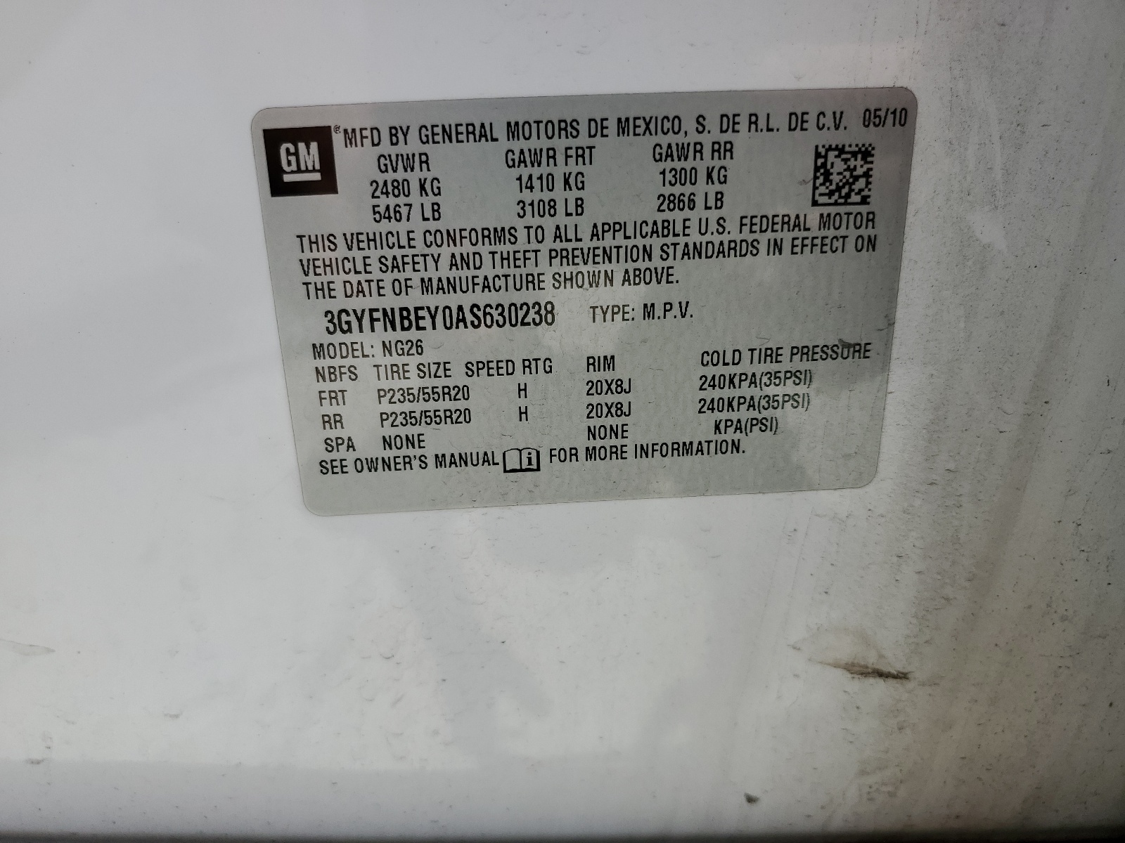 3GYFNBEY0AS630238 2010 Cadillac Srx Performance Collection