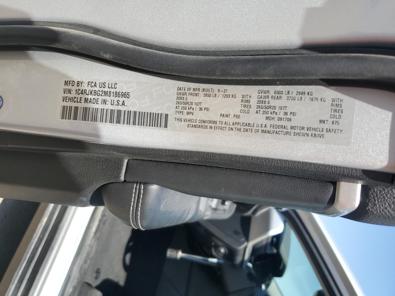 1C4RJKBG2M8186965 2021 Jeep Grand Cherokee L Limited