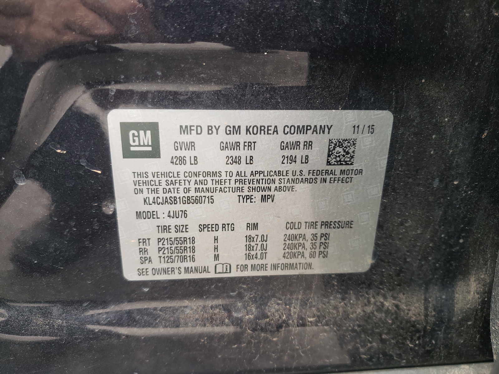 KL4CJASB1GB560715 2016 Buick Encore