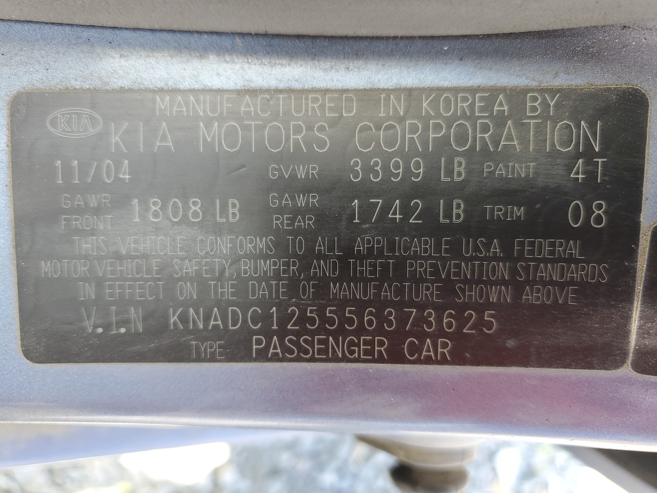 KNADC125556373625 2005 Kia Rio