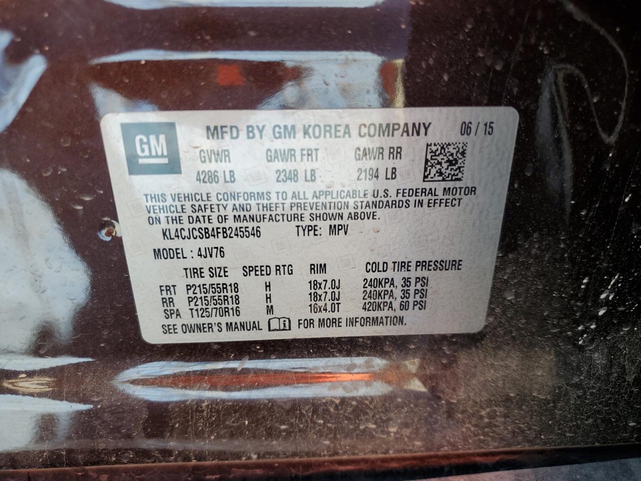 KL4CJCSB4FB245546 2015 Buick Encore