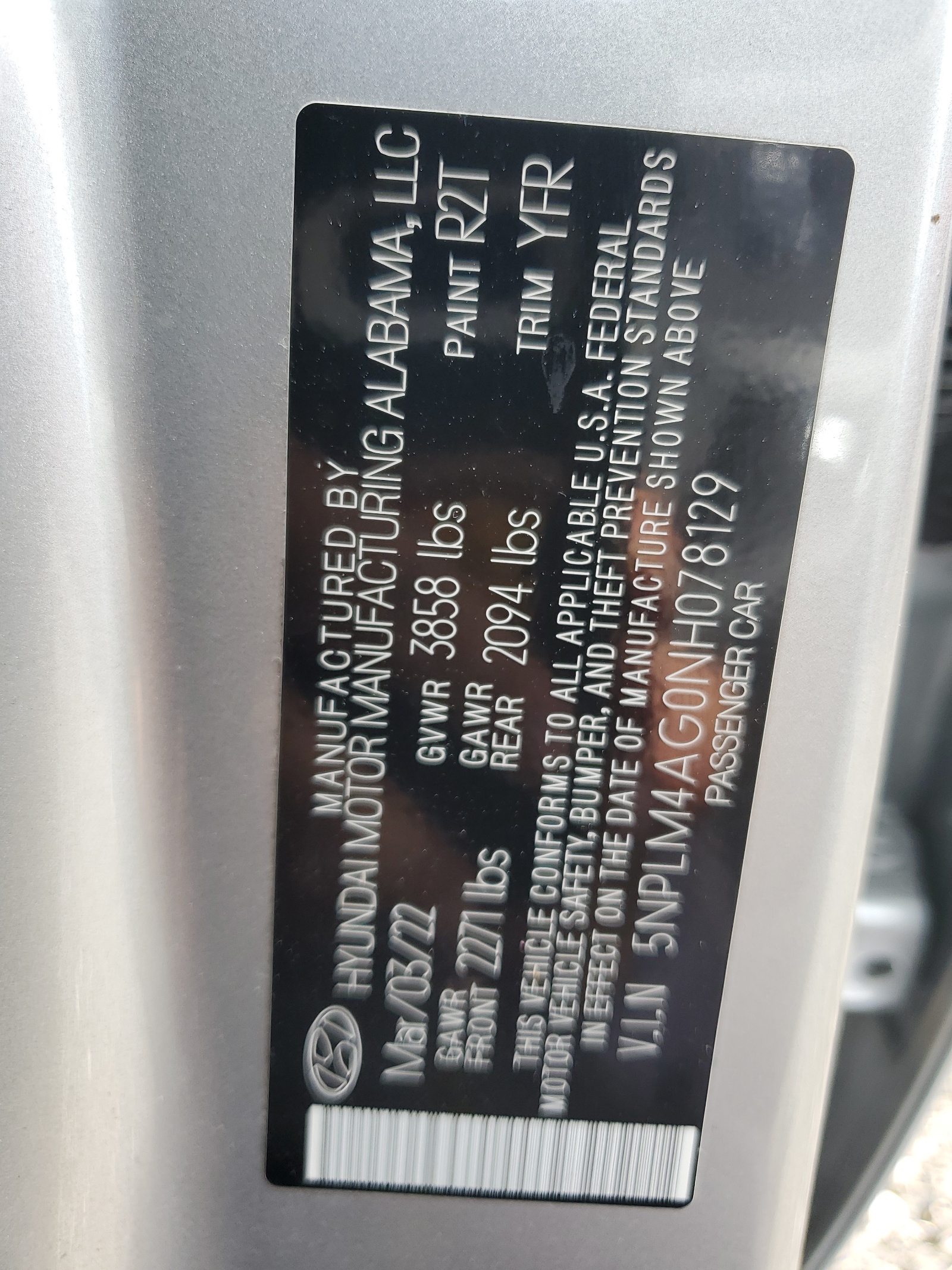 5NPLM4AG0NH078129 2022 Hyundai Elantra Sel