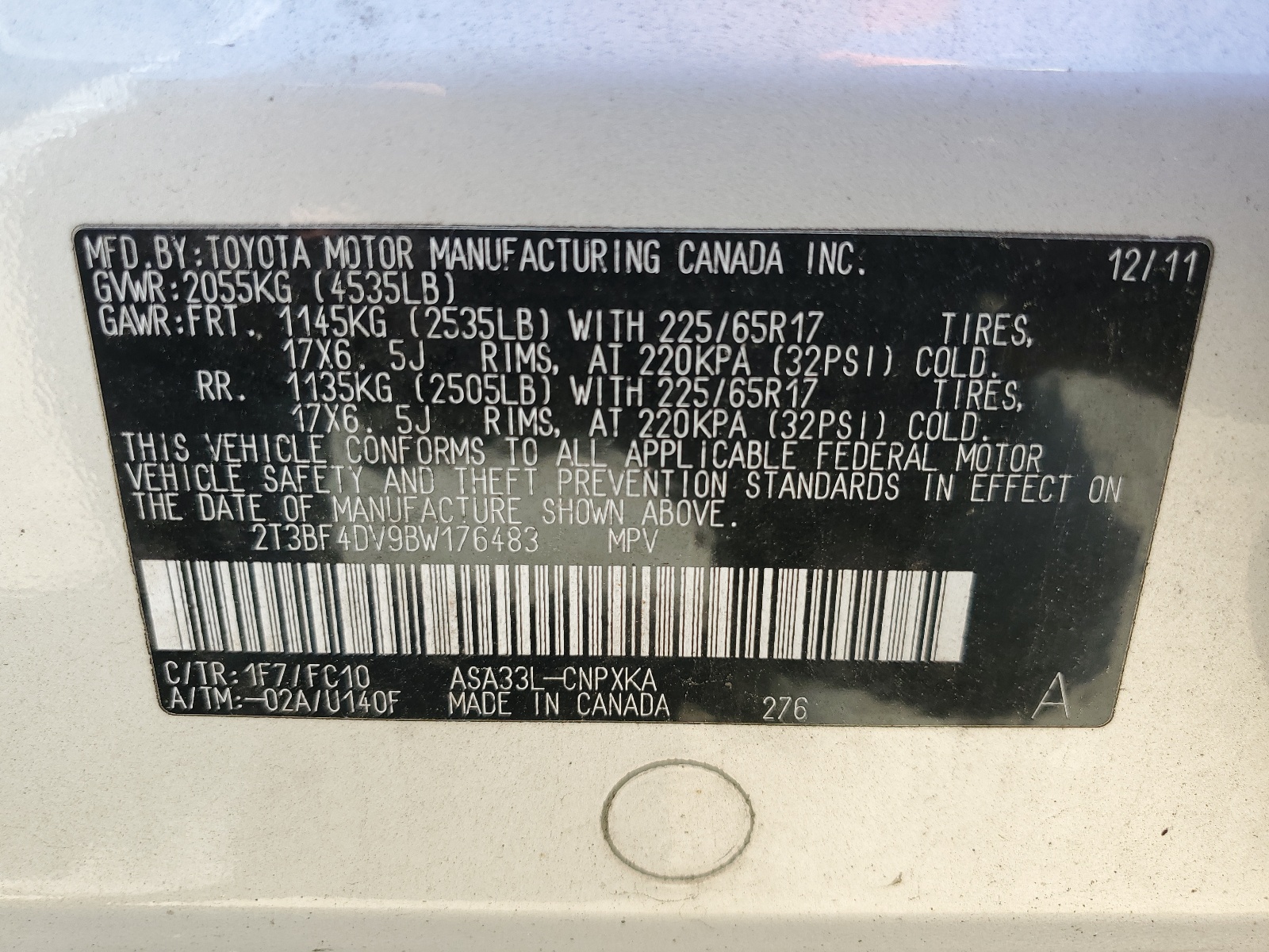 2T3BF4DV9BW176483 2011 Toyota Rav4 2T3BF4DV9BW176483 2011 Toyota Rav4
