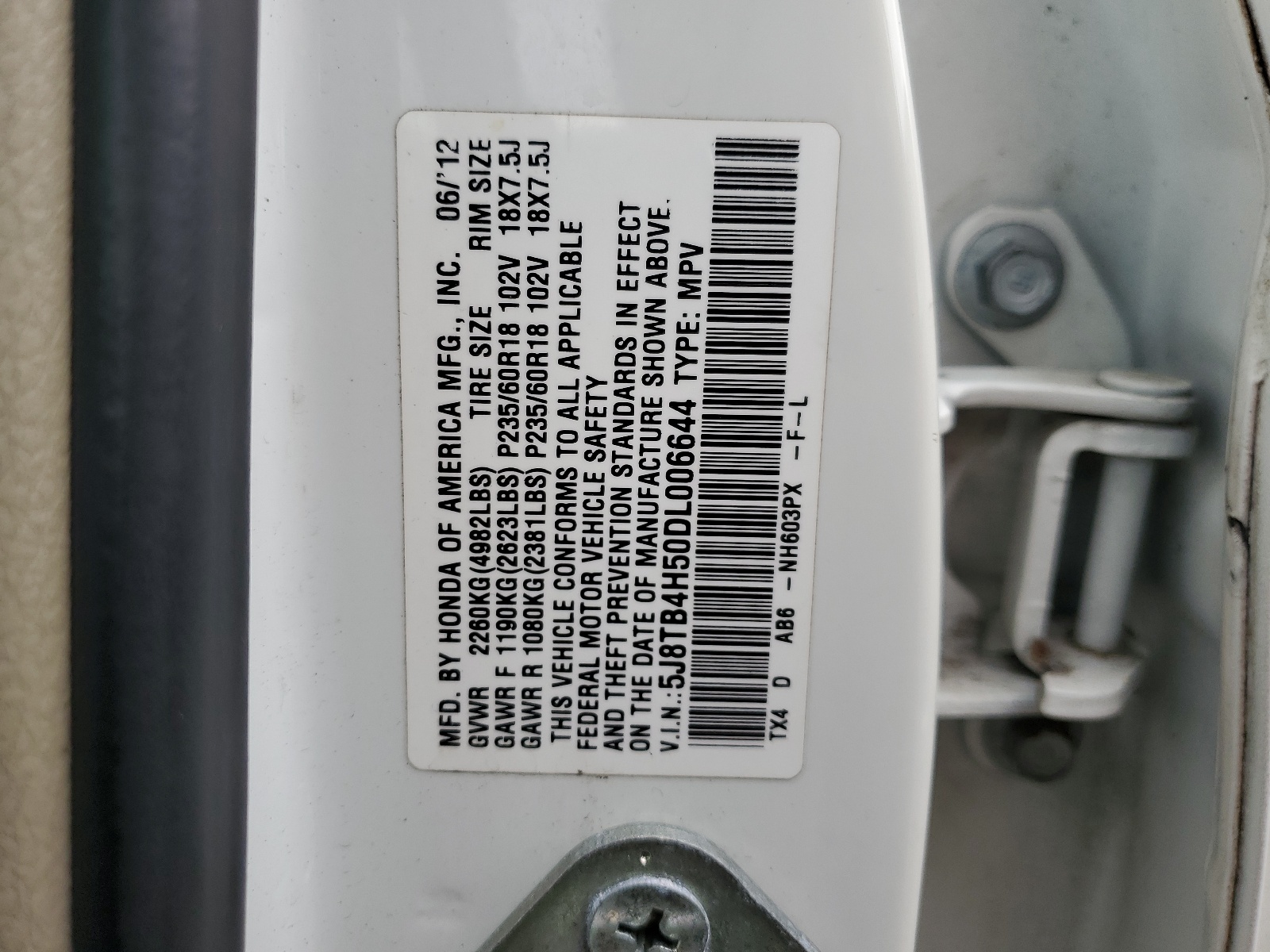 5J8TB4H50DL006644 2013 Acura Rdx Technology