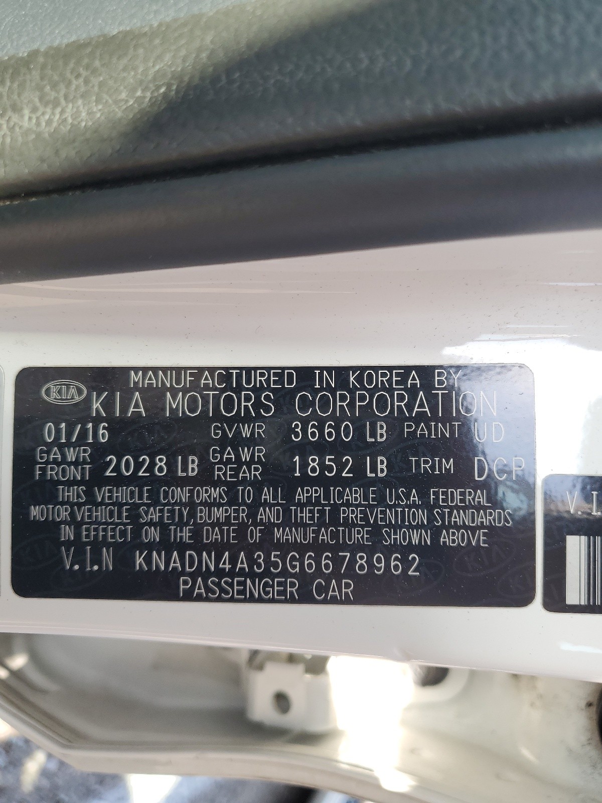 KNADN4A35G6678962 2016 Kia Rio Ex