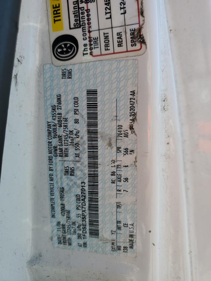 2007 Ford Econoline E350 Super Duty Cutaway Van VIN: 1FDSE35PX7DA27013 Lot: 60638594