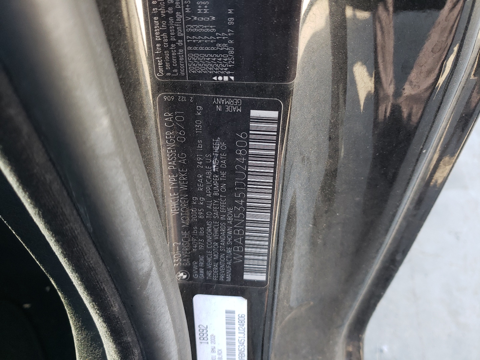 WBABN53451JU24806 2001 BMW 330 Ci