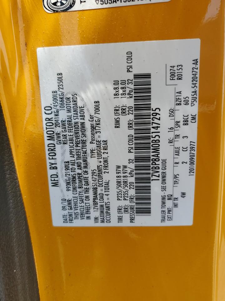 2011 Ford Mustang VIN: 1ZVBP8AM0B5147295 Lot: 60101194