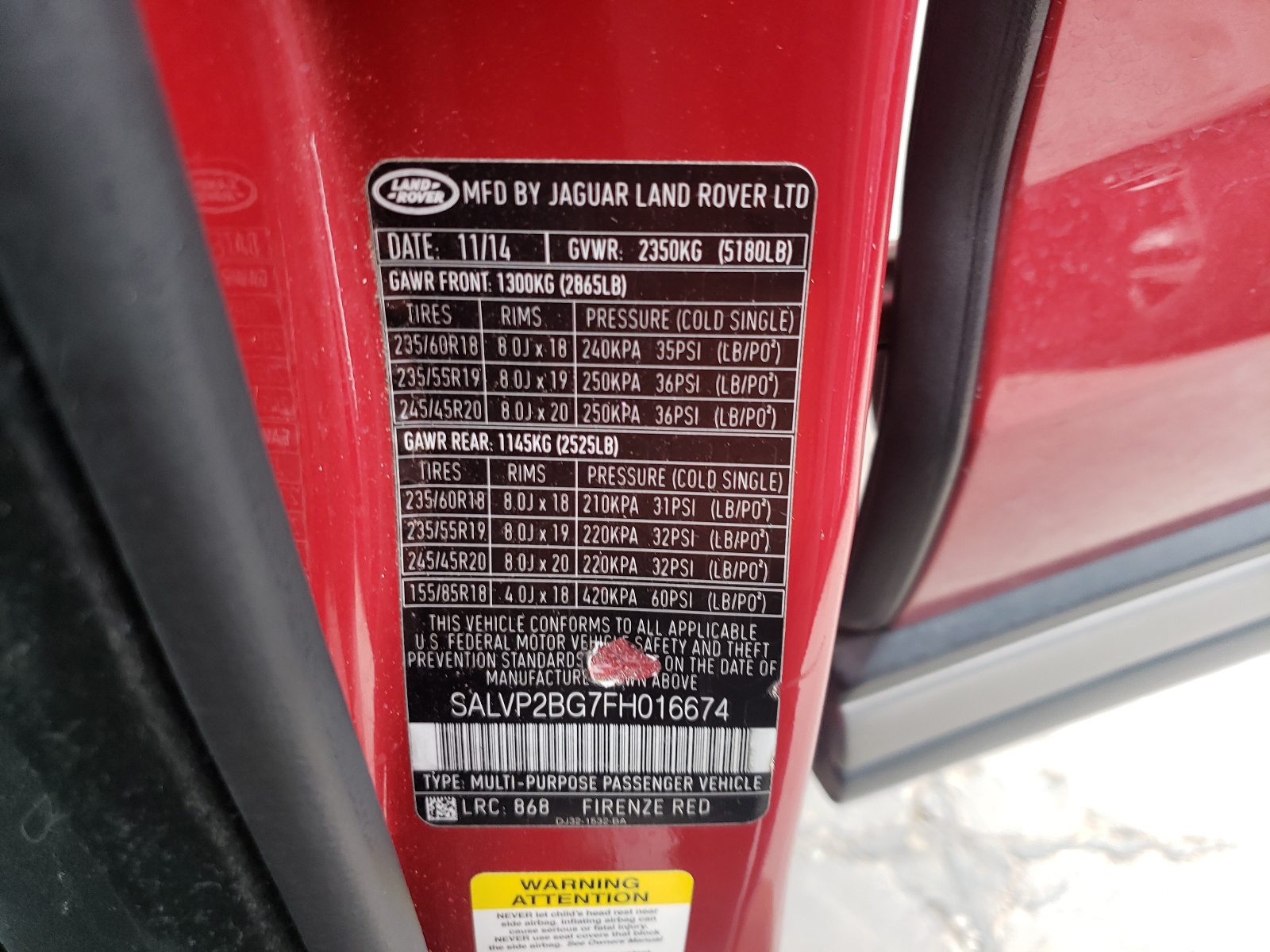 SALVP2BG7FH016674 2015 Land Rover Range Rover Evoque Pure Plus