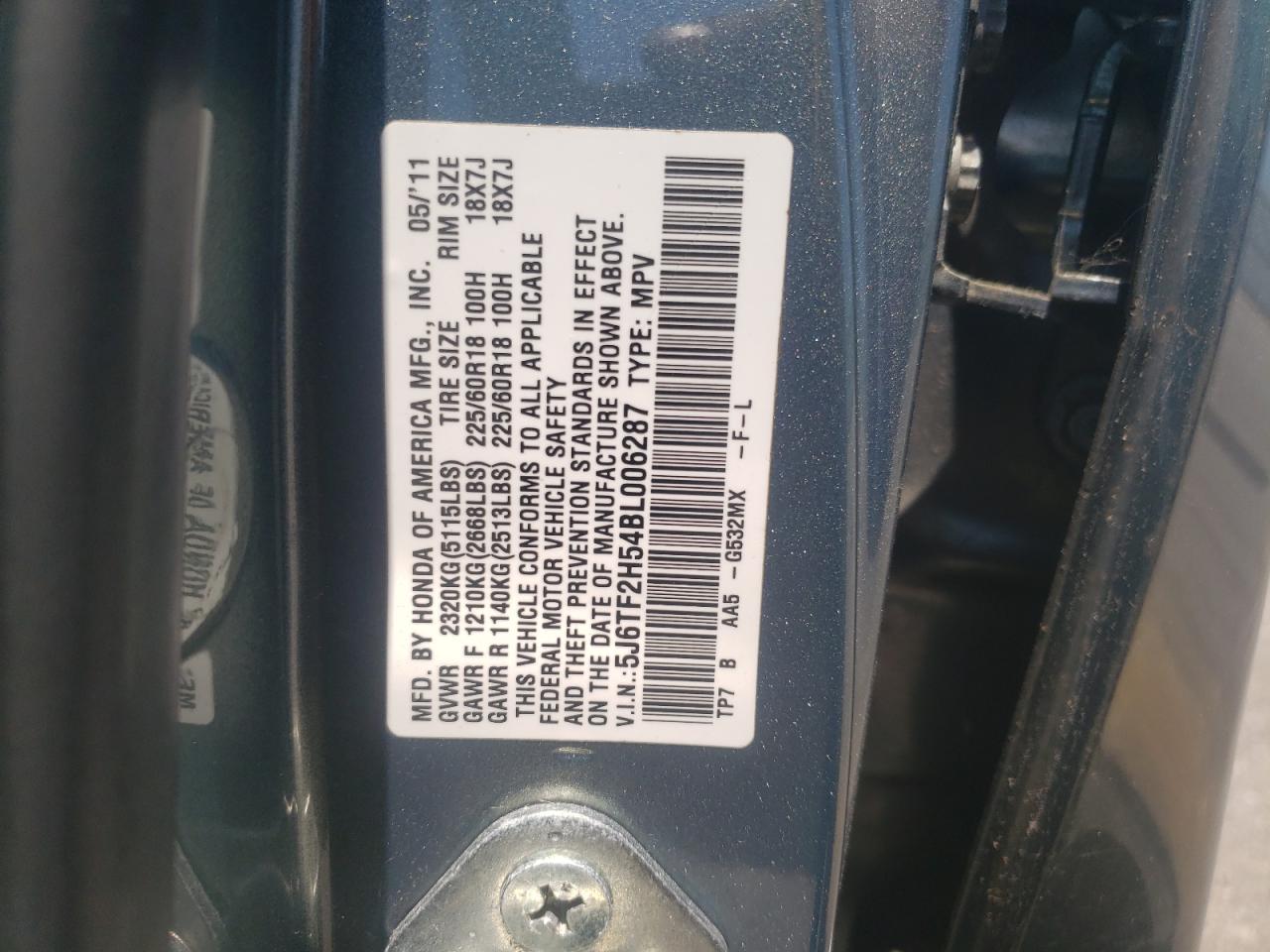 5J6TF2H54BL006287 2011 Honda Accord Crosstour Exl