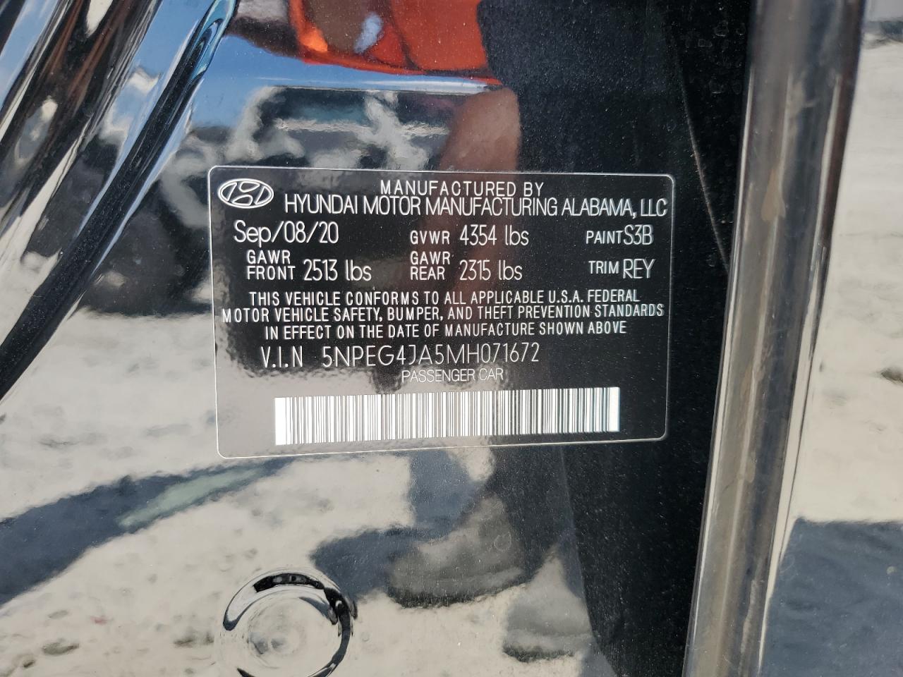 2021 Hyundai Sonata Se VIN: 5NPEG4JA5MH071672 Lot: 59035714