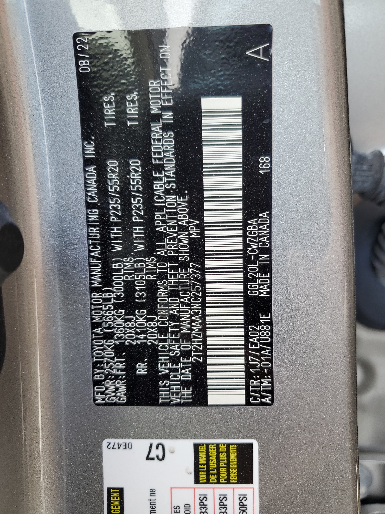 2T2HZMAA3NC257377 2022 Lexus Rx 350