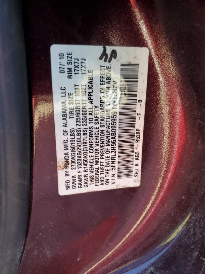 5FNRL3H96AB095959 2010 Honda Odyssey Touring