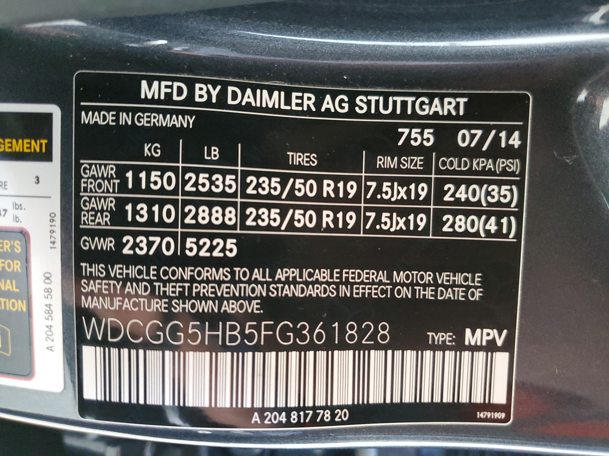 WDCGG5HB5FG361828 2015 Mercedes-Benz Glk 350