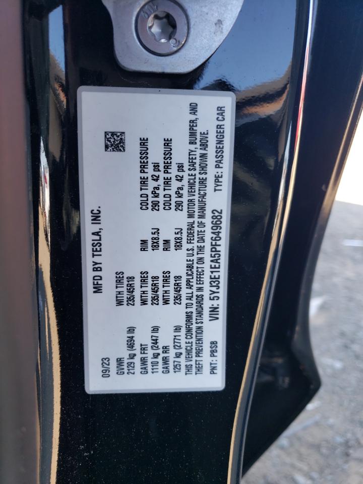 5YJ3E1EA5PF649682 2023 TESLA MODEL 3 - Image 12