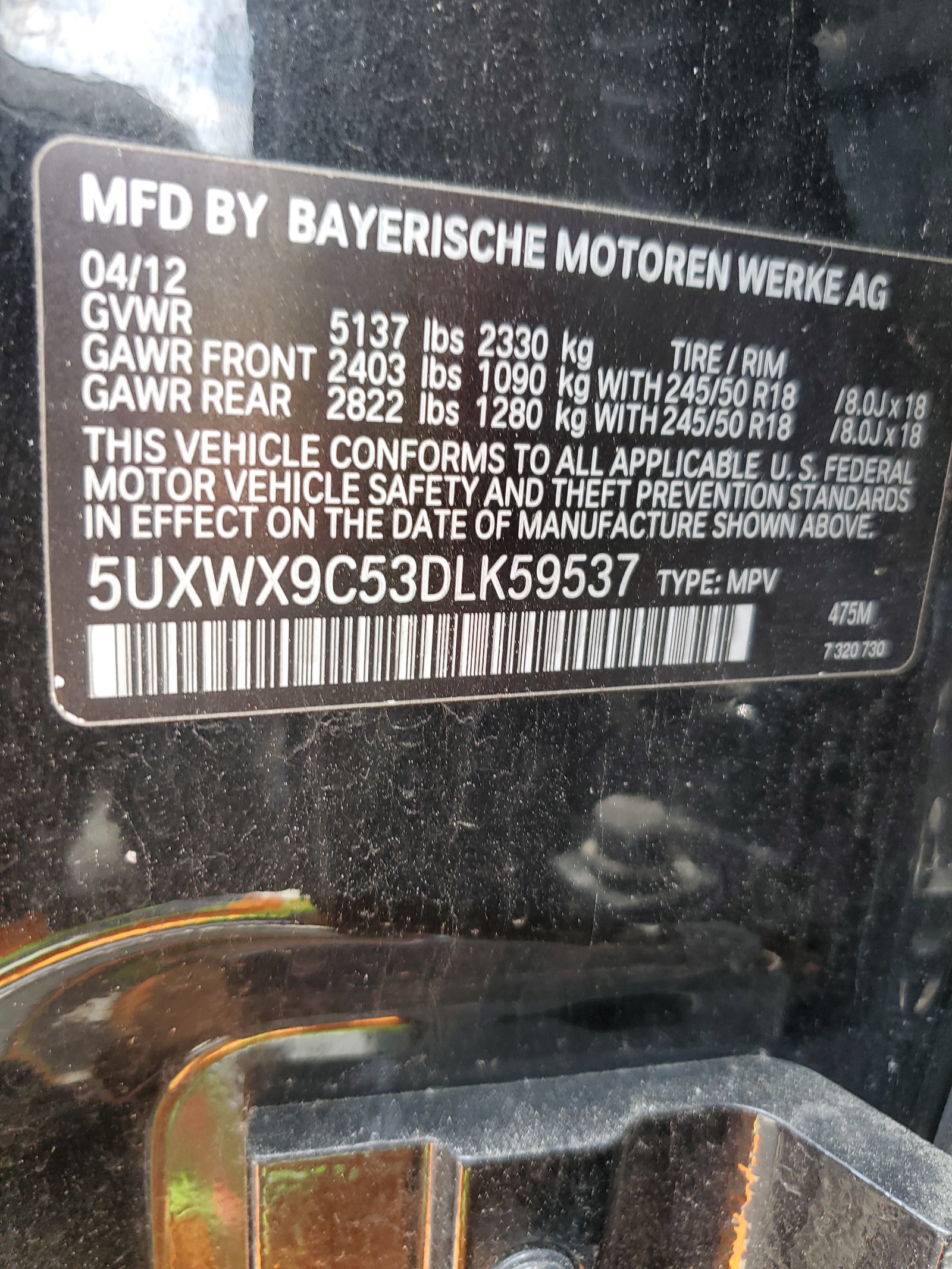 5UXWX9C53DLK59537 2013 BMW X3 xDrive28I