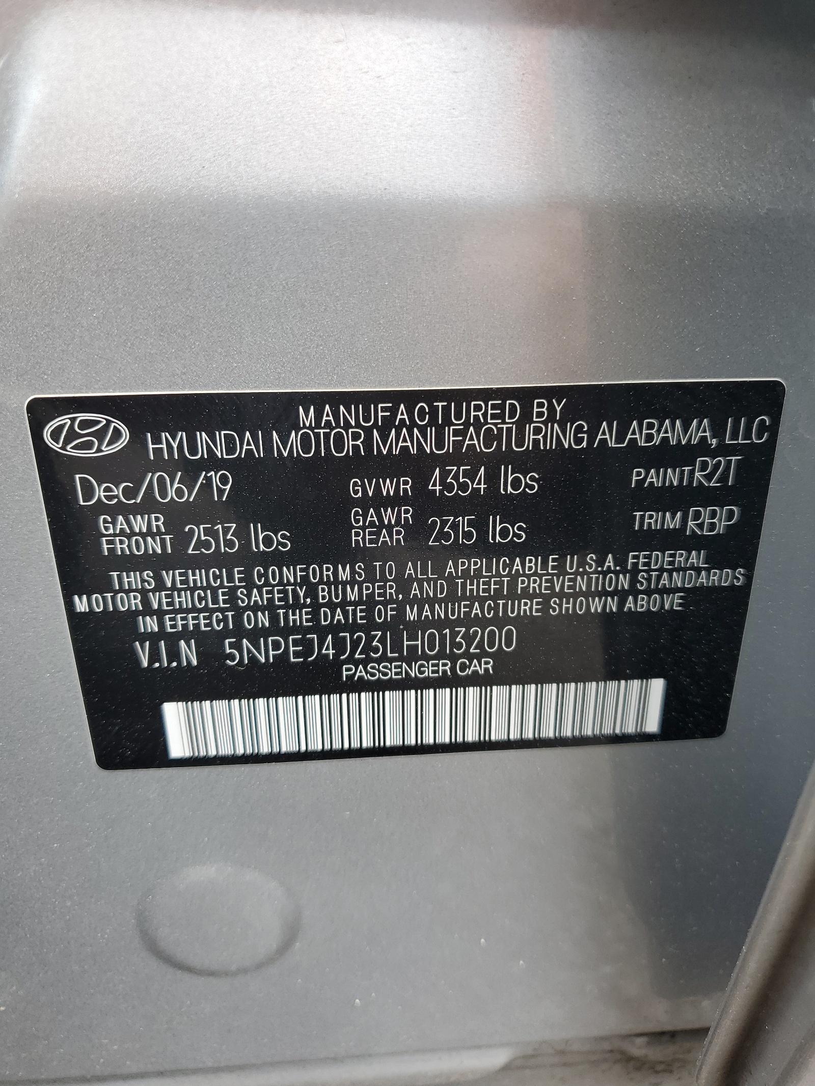 5NPEJ4J23LH013200 2020 Hyundai Sonata Sel Plus