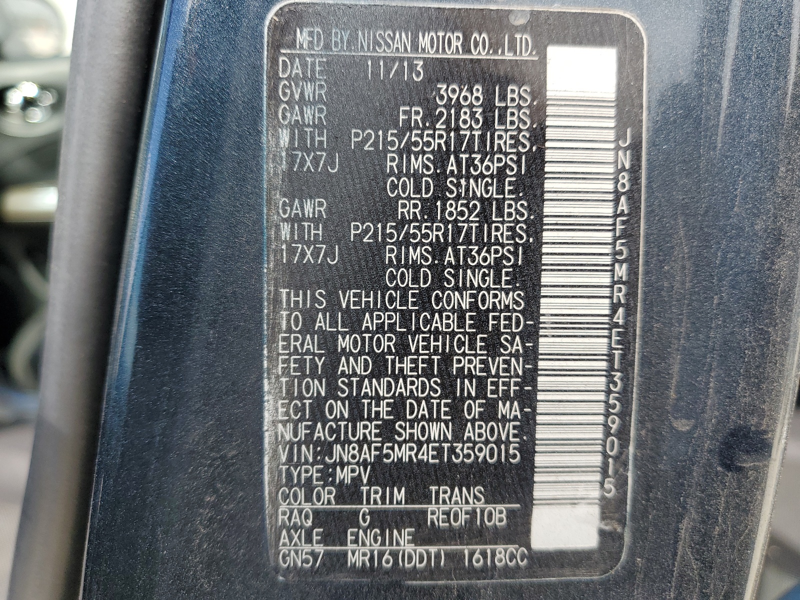 JN8AF5MR4ET359015 2014 Nissan Juke S