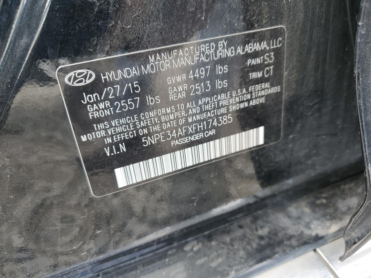 2015 Hyundai Sonata Sport VIN: 5NPE34AFXFH174385 Lot: 60421754