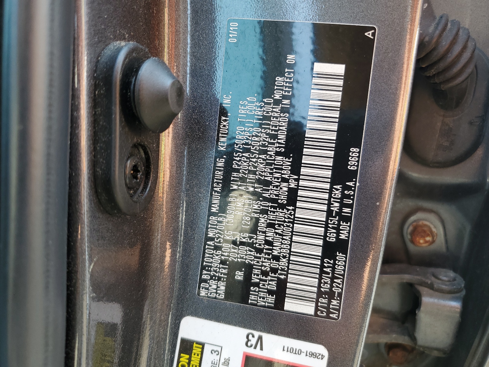 4T3BK3BB8AU031254 2010 Toyota Venza