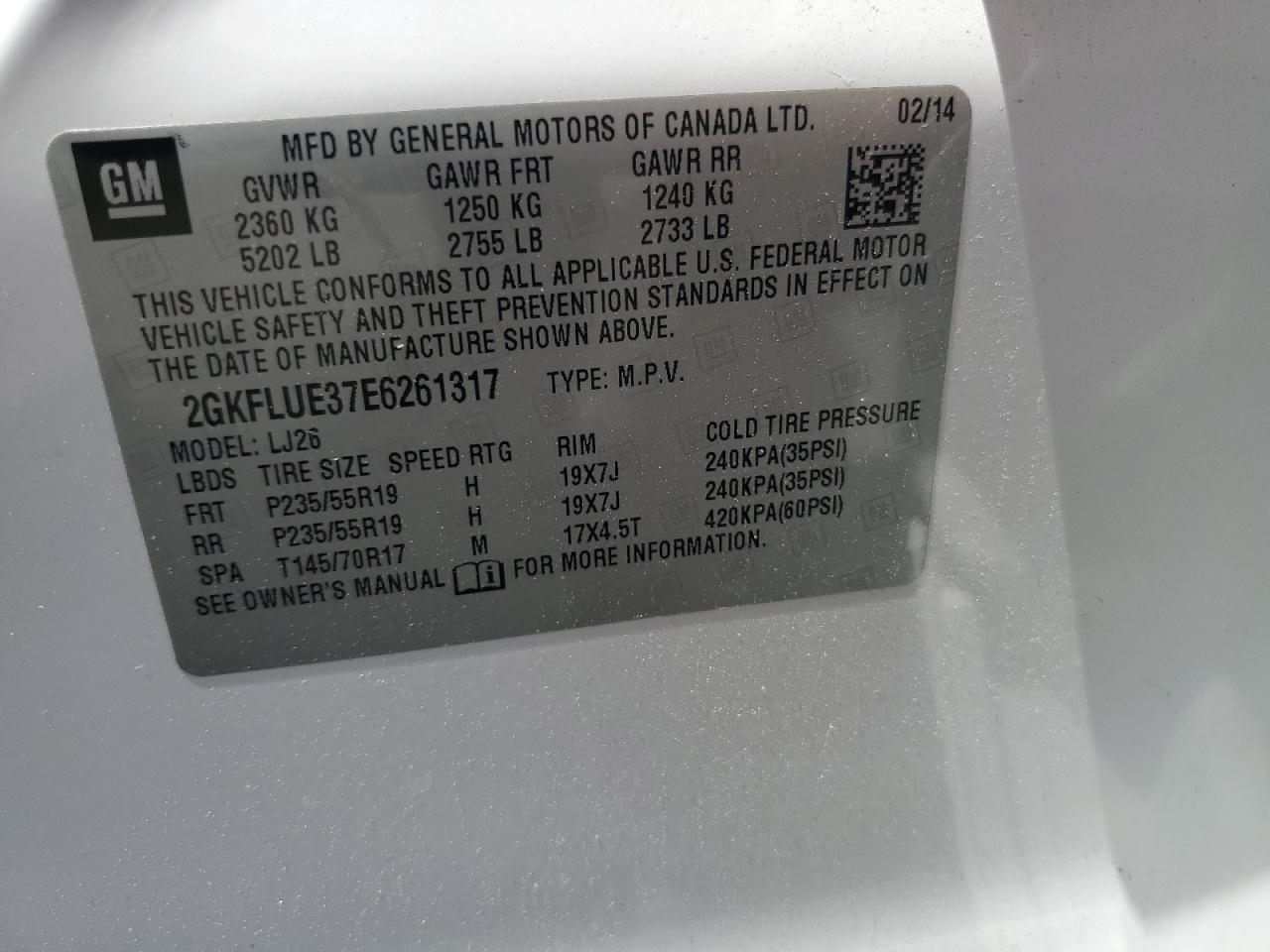 2GKFLUE37E6261317 2014 GMC Terrain Denali