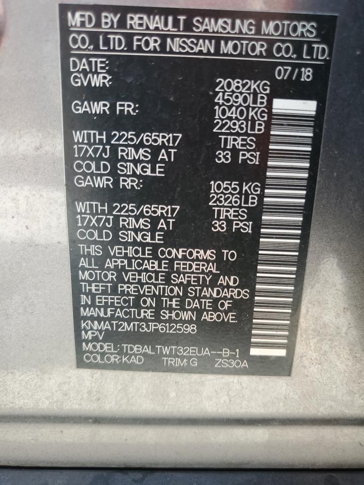 2018 Nissan Rogue S VIN: KNMAT2MT3JP612598 Lot: 56996414