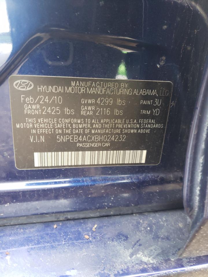 2011 Hyundai Sonata Gls VIN: 5NPEB4ACXBH024232 Lot: 60143664