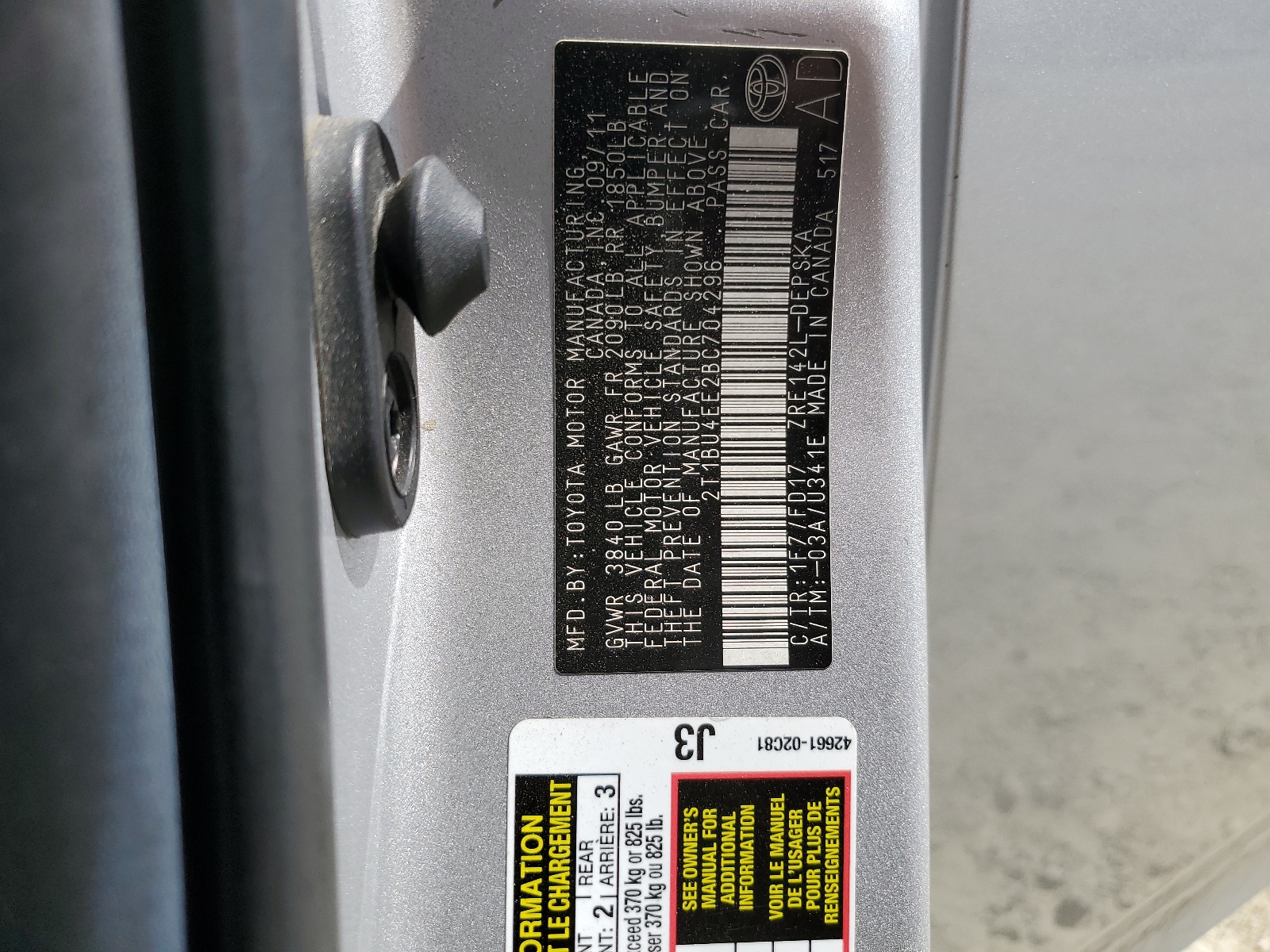 2T1BU4EE2BC704296 2011 Toyota Corolla Base