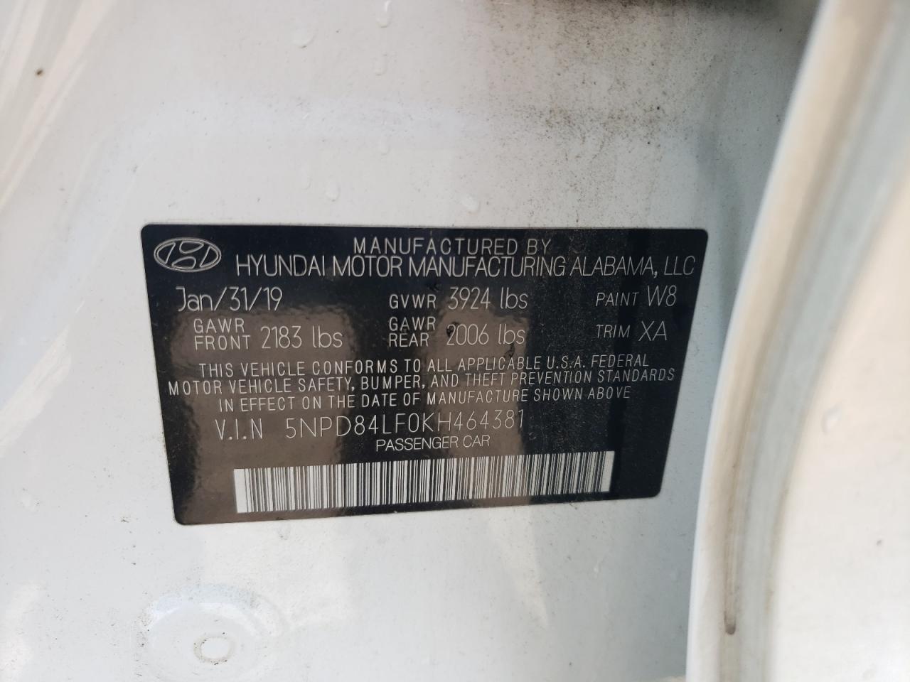 5NPD84LF0KH464381 2019 HYUNDAI ELANTRA - Image 12