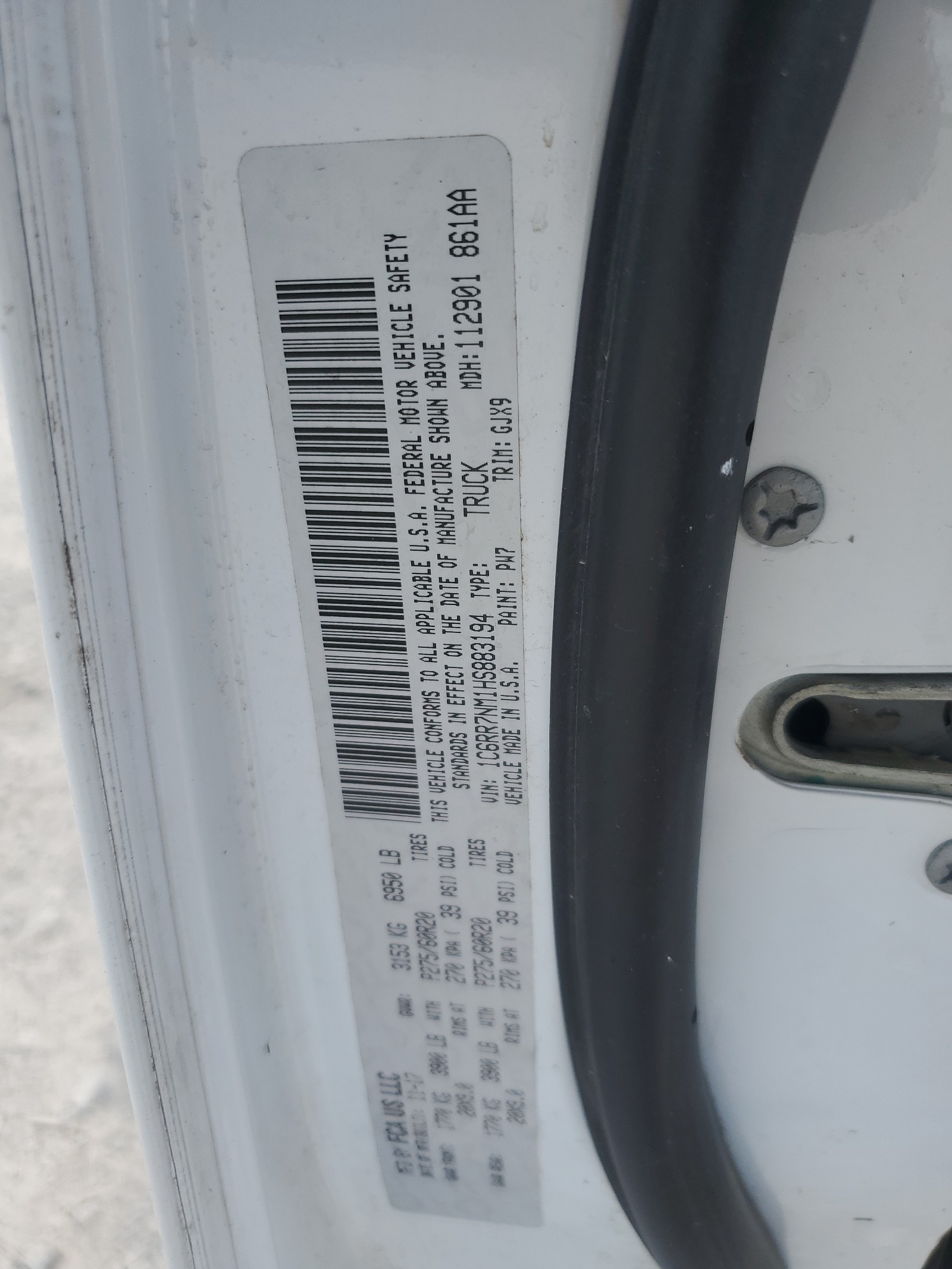 1C6RR7NM1HS883194 2017 Ram 1500 Laramie